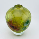 Robin’s Pin-Cushion Ginger Jar Shaped Vase with Heavy Clear Glass Base