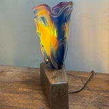 “Trumpet Flower”  Table Lamp on Carved Base