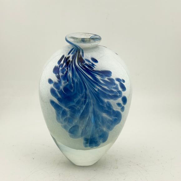 Blue and White Oval Flask