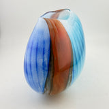 Heavy, Blue, Red and Turquoise Striped Oval Vase  (second)