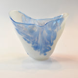 Blue and White Oval Freeform Vase