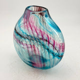 Turquoise Pink and White Oval  "Demo" Vase xxxxiv