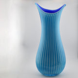 Turquoise and Cobalt Oval, Tall Fishtail Vase