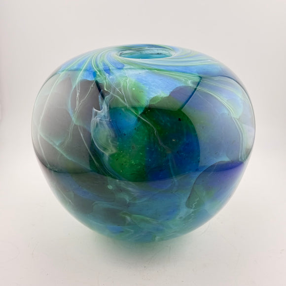 Green, Blue and Teal Round Vase