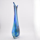 Tall Turquoise and Blue "Fishtail" Vase (with a tiny bit of lilac!)