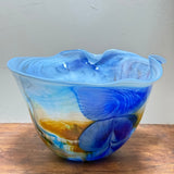 Blue, Amber, Teal and White “Journey"  Bowl (slight second)