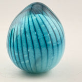 Striped Turquoise and White Easter Egg Paperweight