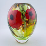 “Papaver” Egg-shaped Vase with Heavy Clear Glass Base