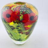 “Papaver” Ginger Jar Shaped Vase with Heavy Clear Glass Base