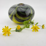 Black and Yellow Trailed and Feathered Bud Vase (Celandine)
