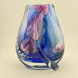 Blue, Pink, Teal and White Oval "Journey"  Vase