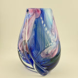 Blue, Pink, Teal and White Oval "Journey"  Vase