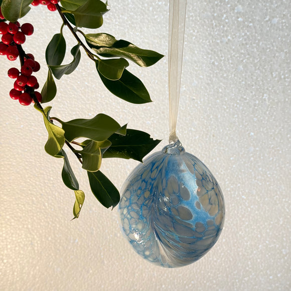 Blue and White and Speckled Christmas Bauble viii