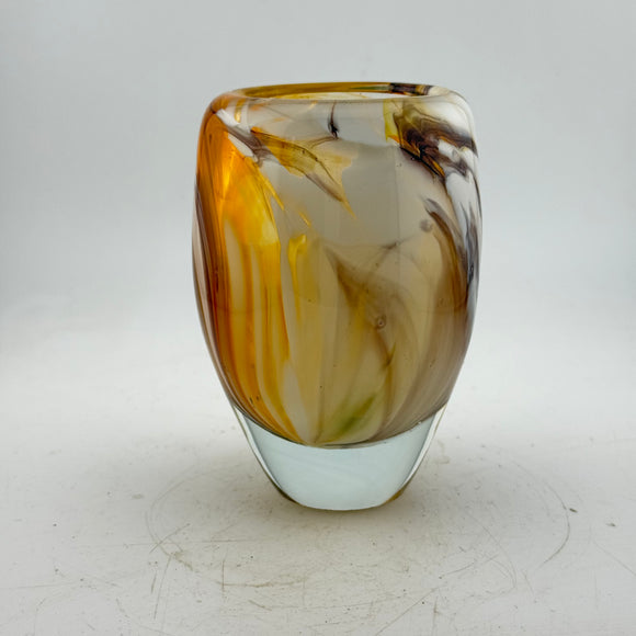 “Scorched” Vase with Heavy Clear Glass Base