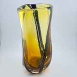 Amber and Black Heavy Triform Flower Vase