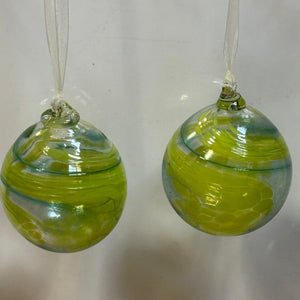 Pair of Green Shades Christmas Baubles ii