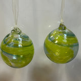 Pair of Green Shades Christmas Baubles ii