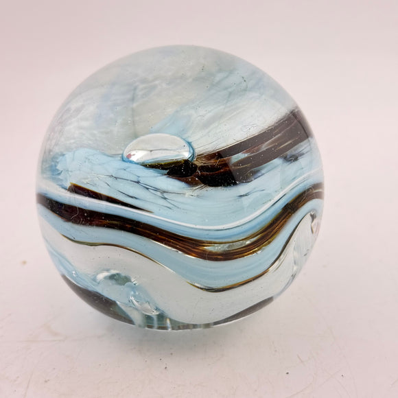 Pale Blue, Brown and White “demo” Paperweight xix