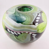 “St Patrick’s Day Journey” Round Vase in Green, Pink, Black and White