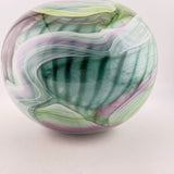 “Journey  Without a Map” Round Vase in Green, Pink, Black and White