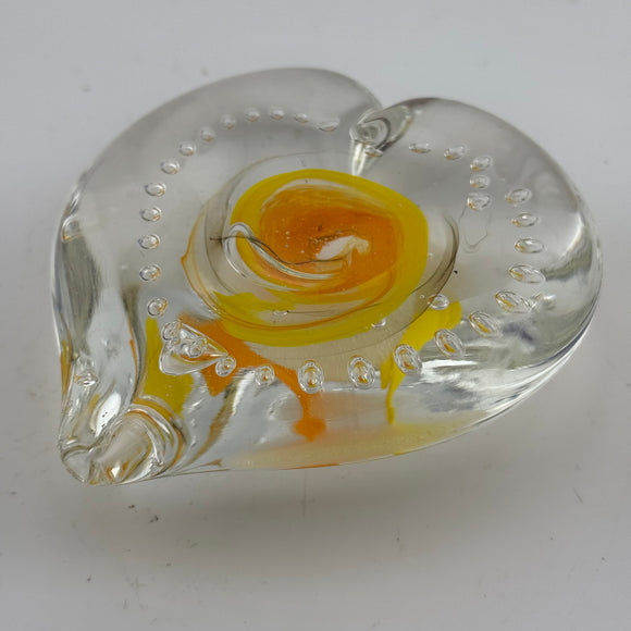 Yellow and Orange Angelwing Heart Paperweight xxi