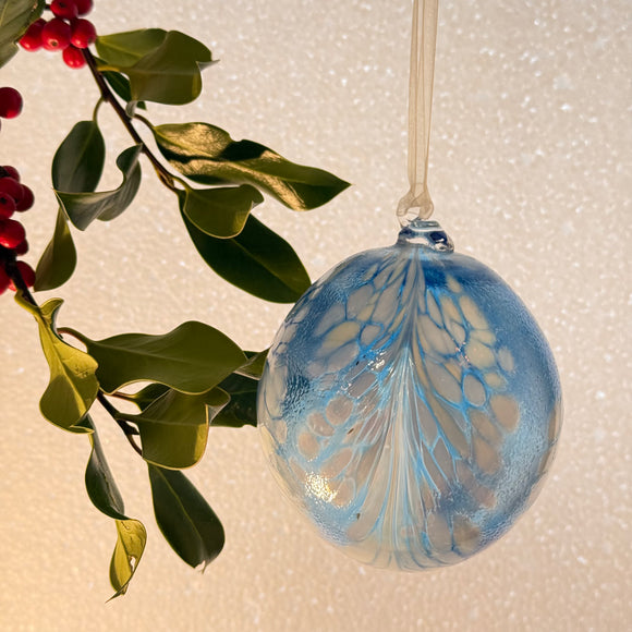 Blue and White and Speckled Christmas Bauble ix