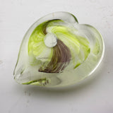 Green, Aubergine and White Heart Paperweight xxxiv