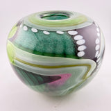 “St Patrick’s Day Journey” Round Vase in Green, Pink, Black and White