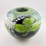 “St Patrick’s Day Journey” Round Vase in Green, Pink, Black and White