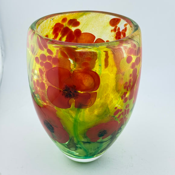 “Papaver” Vase with Heavy Clear Glass Base