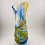 Blue and Amber Freeform  "Demo" Vase x