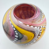 Pink, Orange Teal, Black and White Journey Round Vase