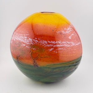 Large Coral Sky Landscape Vase