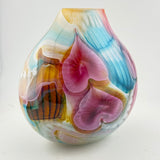 Pink,Turquoise, Yellow and White Oval "Journey"  Vase