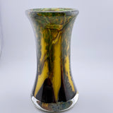 Yellow "Trees" Flared Vase With Heavy Clear Glass Base (second)