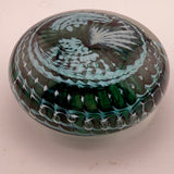 Teal, Pale Blue and White "Ammonite" and Bubbles Paperweight v