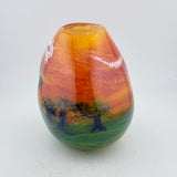 Triform Coral Sky Landscape Vase with Birds