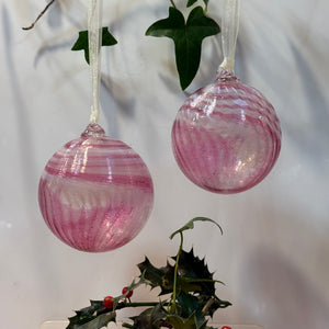 Pair of Pink Shades Christmas Baubles i