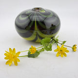 Black and Yellow Trailed and Feathered Bud Vase (Celandine)