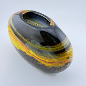 “Fire” Yellow, Red and Black Oval Vase (second)