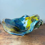 Rain Forest Large Freeform Oval Bowl with Clear Glass Additions