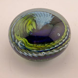 Green, Blue, Pale Blue and White "Ammonite" and Bubbles Paperweight ix