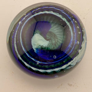 Blue, Teal and White “Ammonite" and Bubbles Paperweight xvii