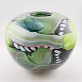 “St Patrick’s Day Journey” Round Vase in Green, Pink, Black and White