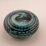 Teal and White "Ammonite" and Bubbles Paperweight iii