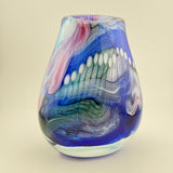 Blue, Pink, Teal and White Oval "Journey"  Vase