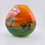 Triform Coral Sky Landscape Vase with Birds