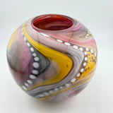 Pink, Orange Teal, Black and White Journey Round Vase