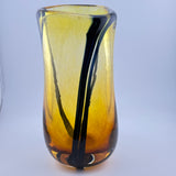 Amber and Black Heavy Triform Flower Vase