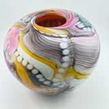 Pink, Orange Teal, Black and White Journey Round Vase